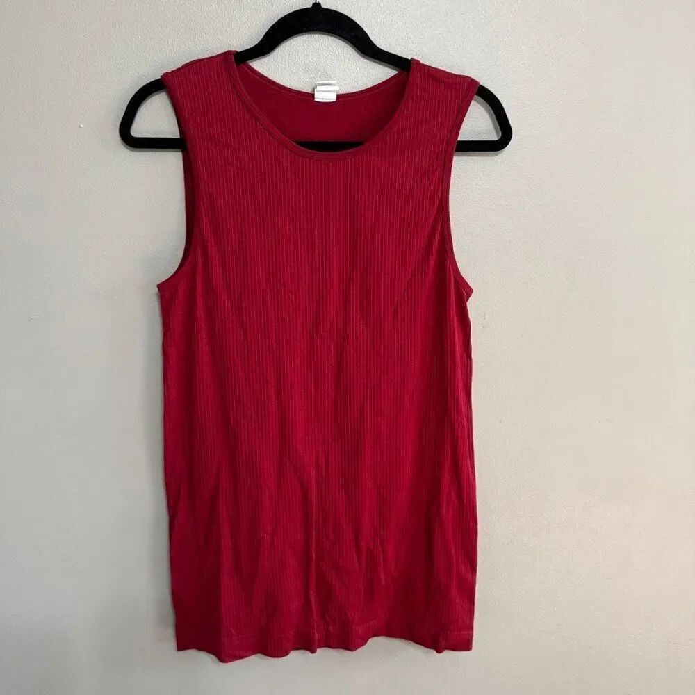Zyia parallel ribbed tank dark cranberry red size XXL